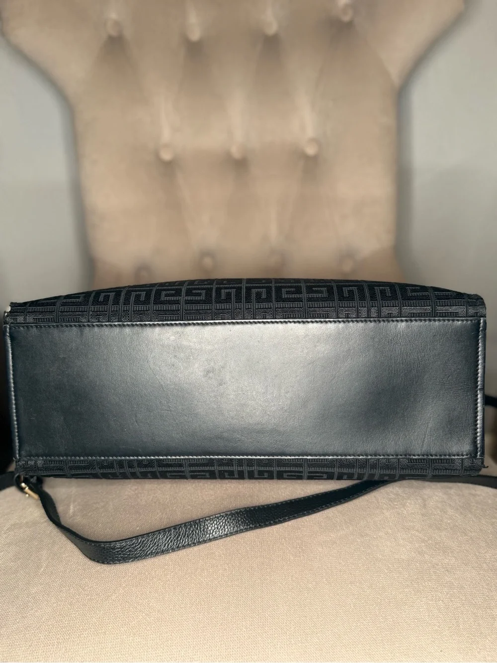 Givenchy Black Jacquard Logo Tote with Chain Handles